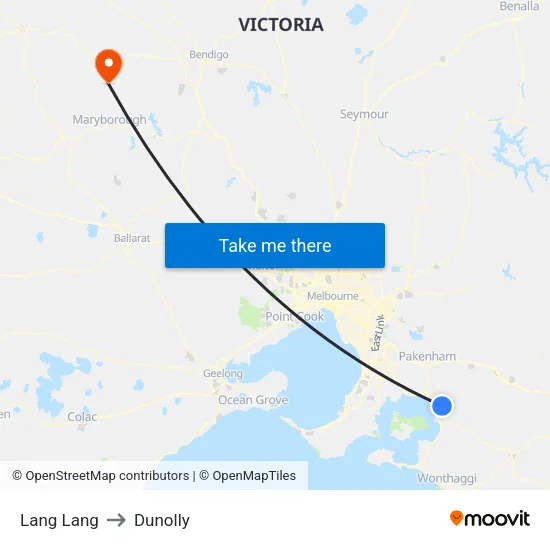 Lang Lang to Dunolly map