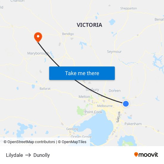 Lilydale to Dunolly map