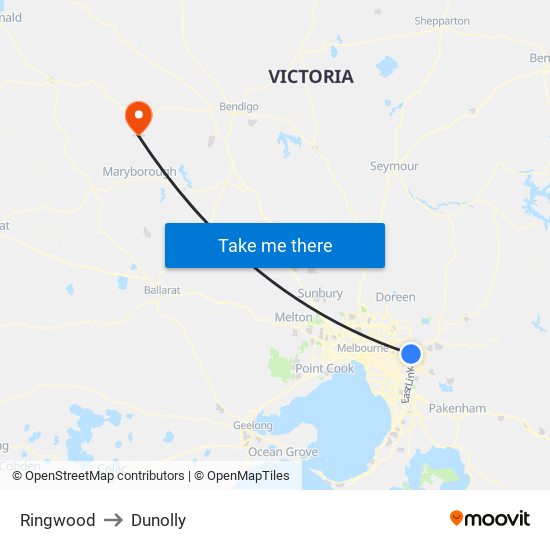 Ringwood to Dunolly map