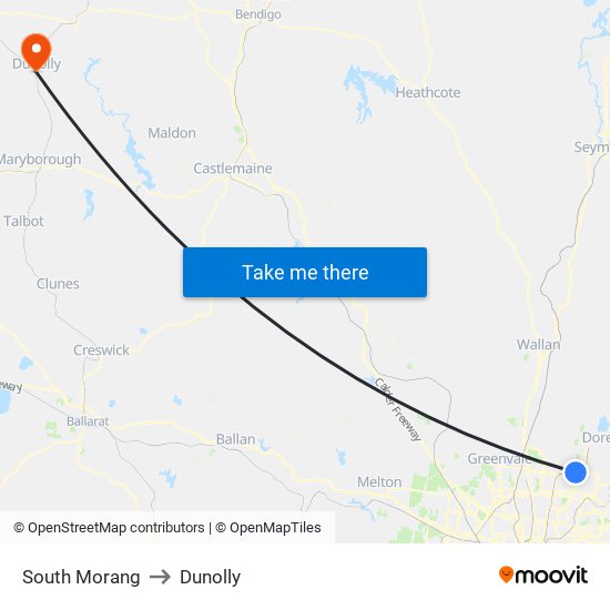 South Morang to Dunolly map