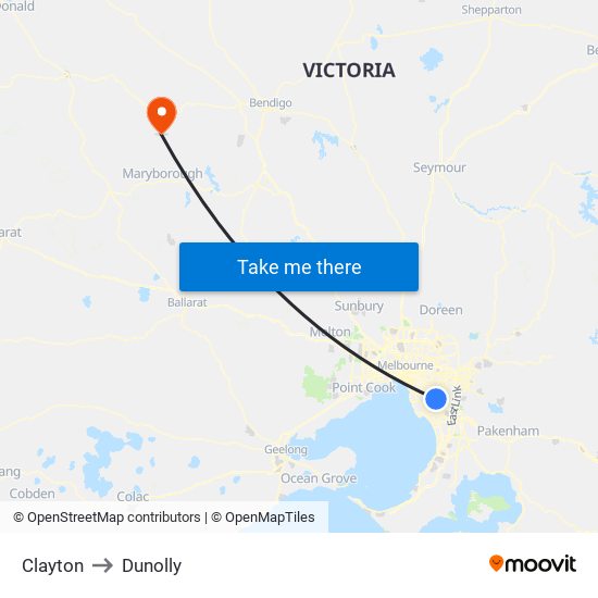 Clayton to Dunolly map