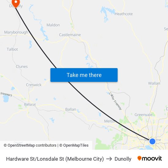 Hardware St/Lonsdale St (Melbourne City) to Dunolly map