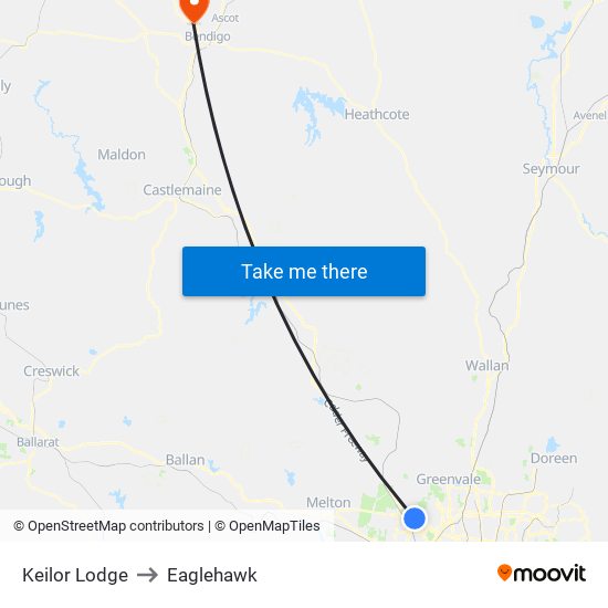 Keilor Lodge to Eaglehawk map