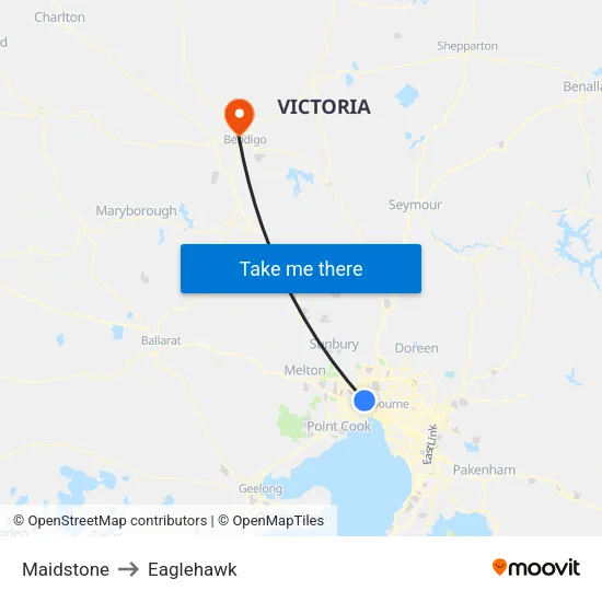 Maidstone to Eaglehawk map