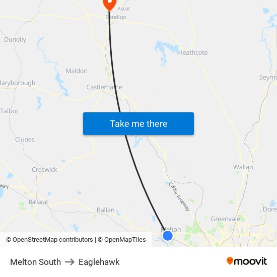 Melton South to Eaglehawk map