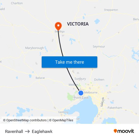 Ravenhall to Eaglehawk map