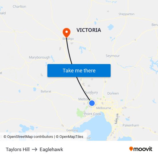 Taylors Hill to Eaglehawk map