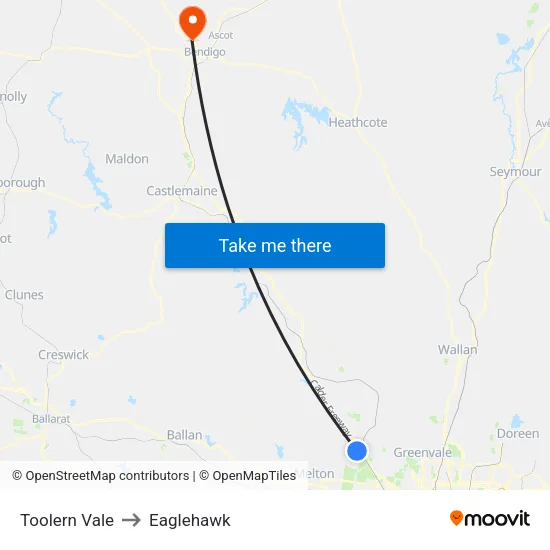 Toolern Vale to Eaglehawk map