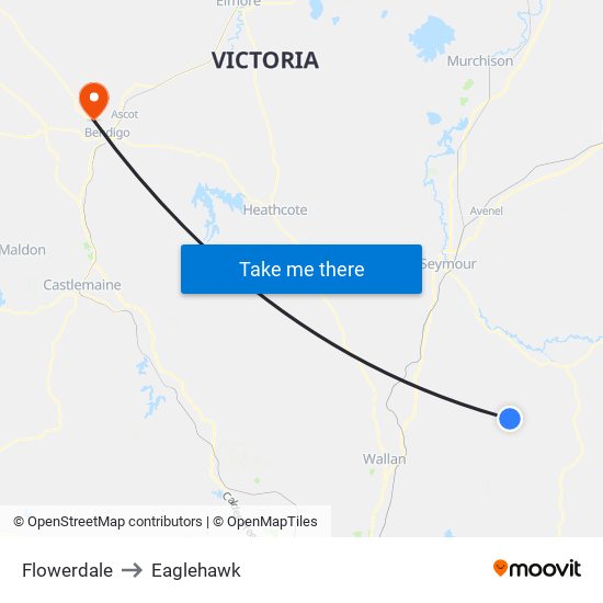 Flowerdale to Eaglehawk map