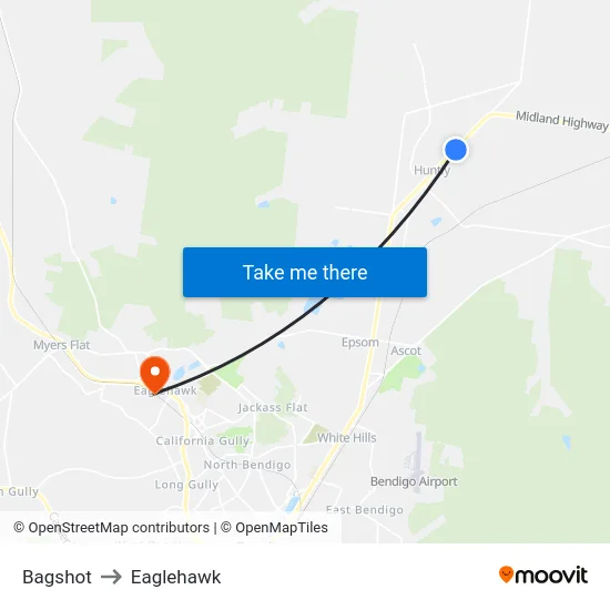 Bagshot to Eaglehawk map
