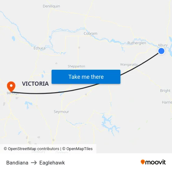 Bandiana to Eaglehawk map