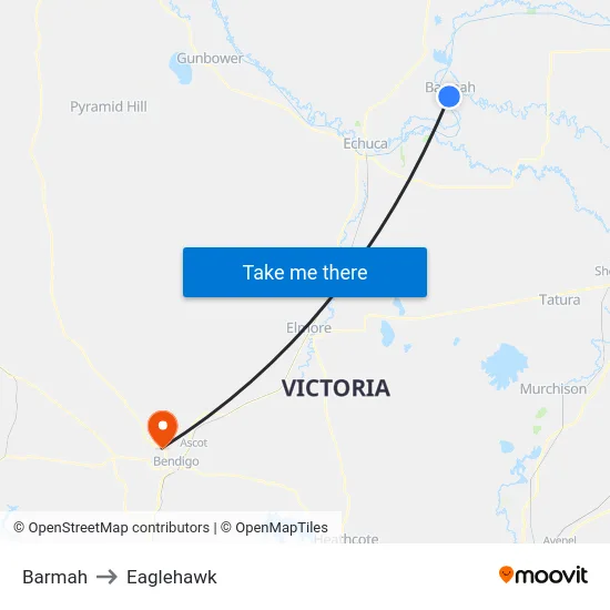 Barmah to Eaglehawk map