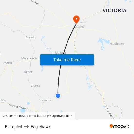 Blampied to Eaglehawk map