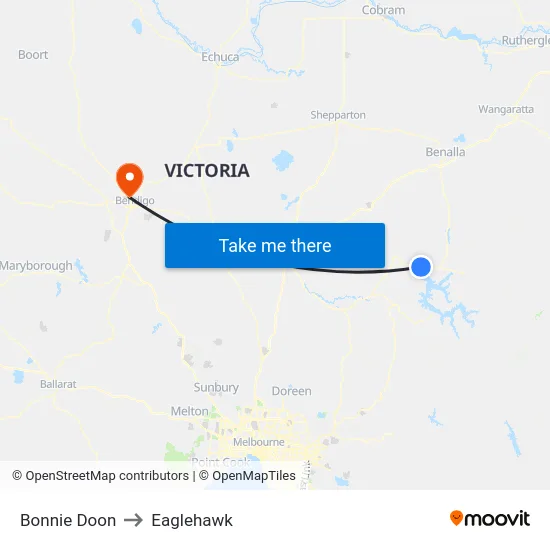 Bonnie Doon to Eaglehawk map
