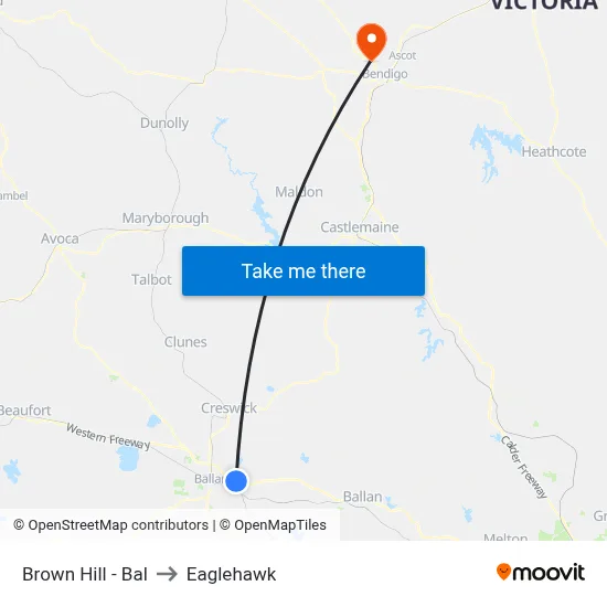 Brown Hill - Bal to Eaglehawk map