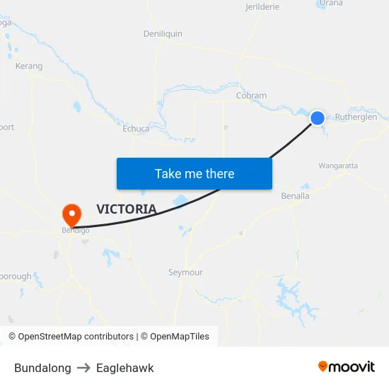 Bundalong to Eaglehawk map