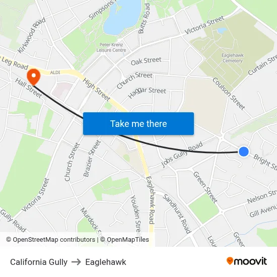 California Gully to Eaglehawk map