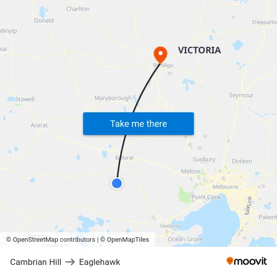 Cambrian Hill to Eaglehawk map