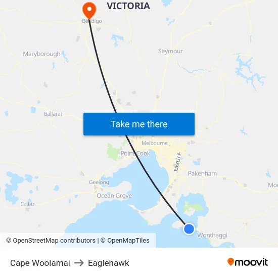 Cape Woolamai to Eaglehawk map