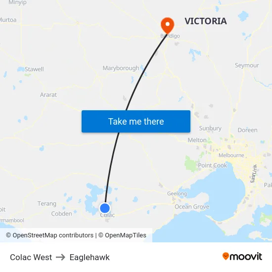 Colac West to Eaglehawk map