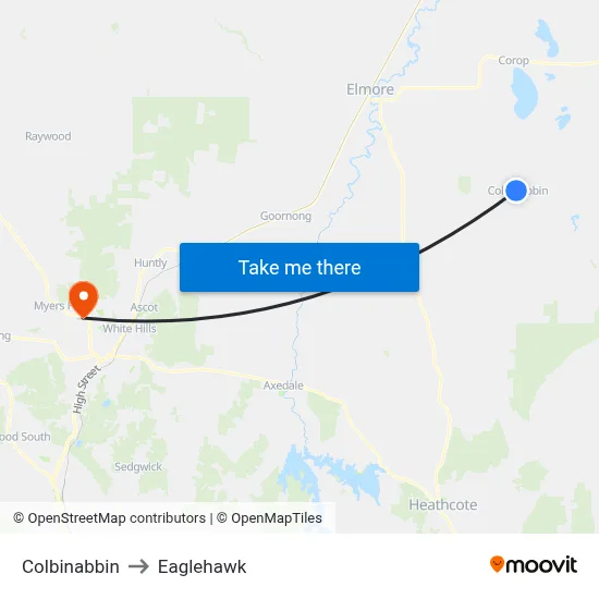 Colbinabbin to Eaglehawk map