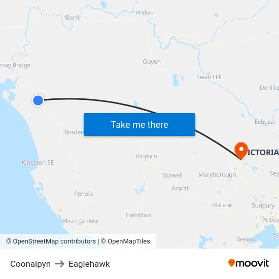 Coonalpyn to Eaglehawk map