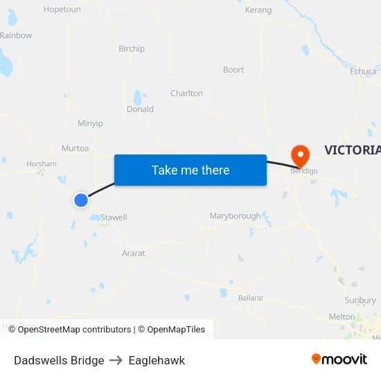 Dadswells Bridge to Eaglehawk map