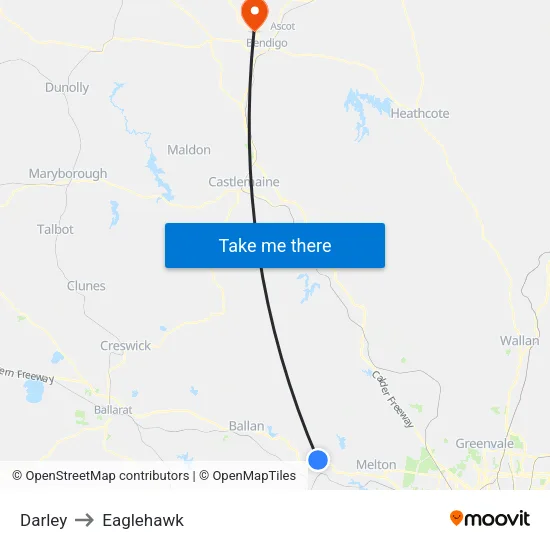 Darley to Eaglehawk map
