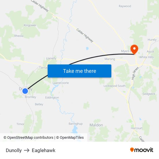 Dunolly to Eaglehawk map