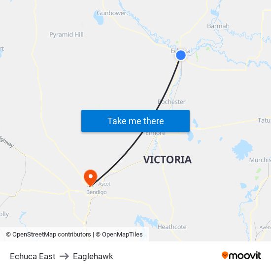 Echuca East to Eaglehawk map