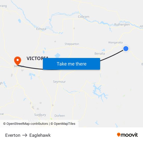 Everton to Eaglehawk map