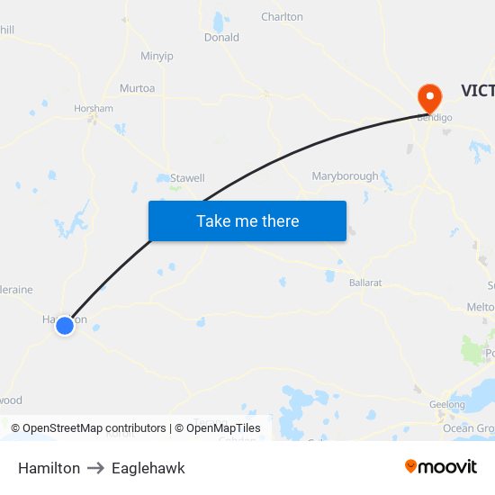 Hamilton to Eaglehawk map