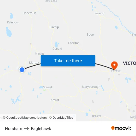 Horsham to Eaglehawk map
