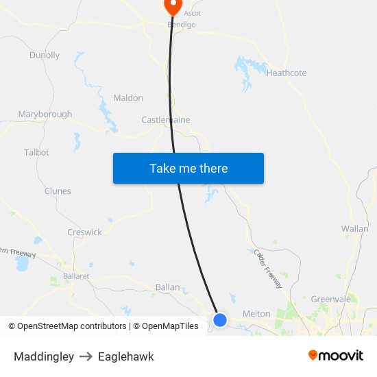 Maddingley to Eaglehawk map