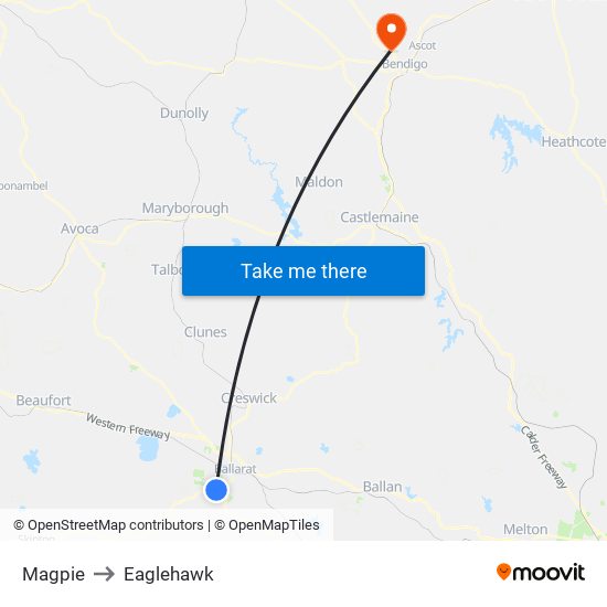 Magpie to Eaglehawk map