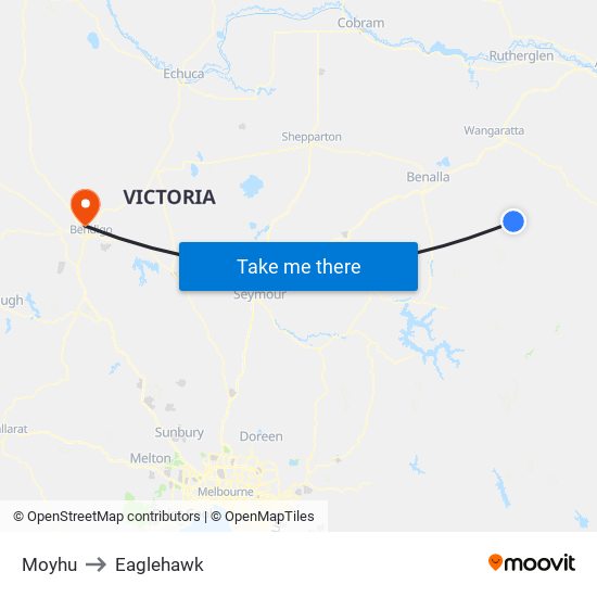 Moyhu to Eaglehawk map