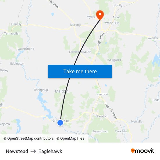 Newstead to Eaglehawk map