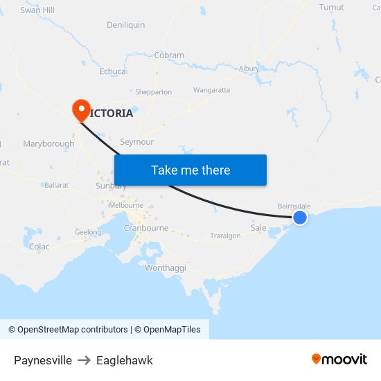 Paynesville to Eaglehawk map