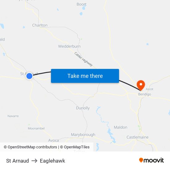 St Arnaud to Eaglehawk map