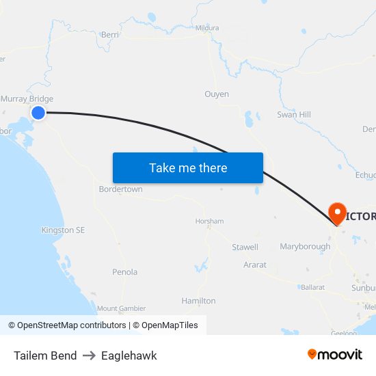 Tailem Bend to Eaglehawk map