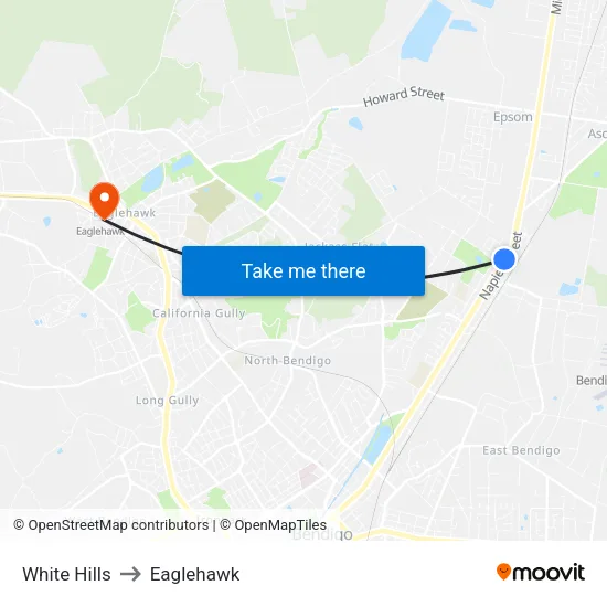 White Hills to Eaglehawk map