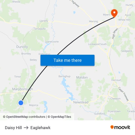 Daisy Hill to Eaglehawk map