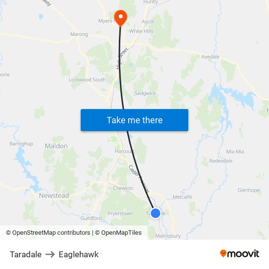 Taradale to Eaglehawk map