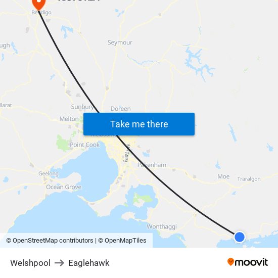 Welshpool to Eaglehawk map