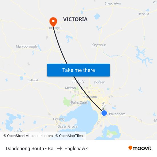 Dandenong South - Bal to Eaglehawk map