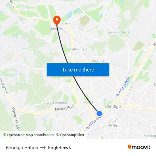 Bendigo Patios to Eaglehawk map