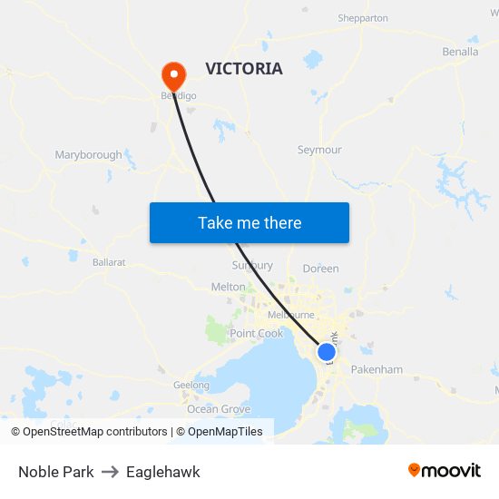 Noble Park to Eaglehawk map