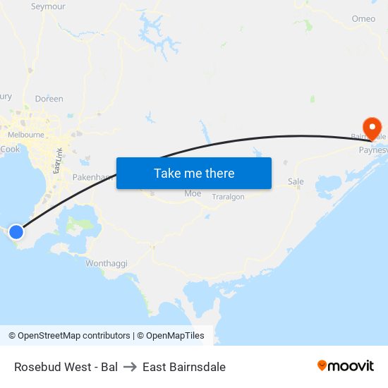 Rosebud West - Bal to East Bairnsdale map