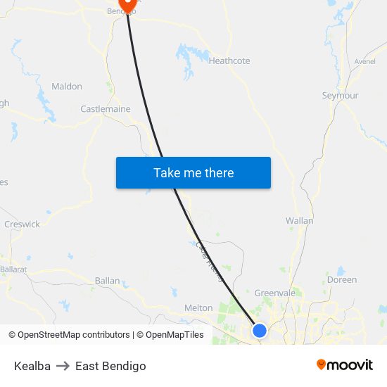 Kealba to East Bendigo map