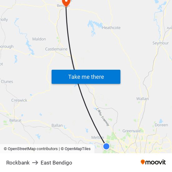 Rockbank to East Bendigo map